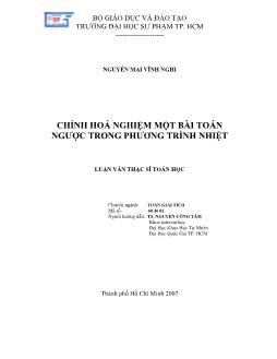 Chỉnh hóa nghiệm một bài toán ngược trong phương trình nhiệt