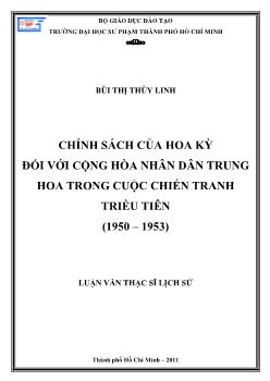 Chính sách của Hoa Kỳ đối với Cộng Hòa Nhân dân Trung Hoa trong cuộc chiến tranh Triều Tiên (1950 - 1953)