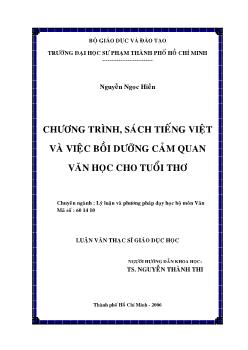 Chương trình, sách tiếng việt và việc bồi dưỡng cảm quan văn học cho tuổi thơ
