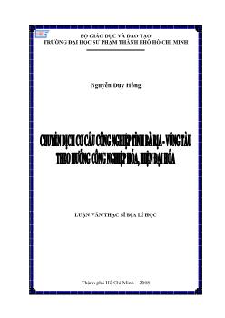 Chuyển dịch cơ cấu công nghiệp tỉnh Bà Rịa - Vũng Tàu theo hướng công nghiệp hóa, hiện đại hóa