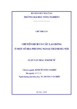 Chuyển dịch cơ cấu lao động ở một số địa phương ngoại thành Hà Nội
