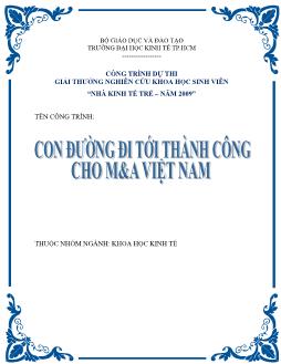 Con đường đi tới thành công cho M&A Việt Nam