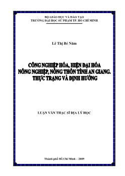 Công nghiệp hóa, hiện đại hóa nông nghiệp, nông thôn tỉnh An Giang. Thực trạng và định hướng