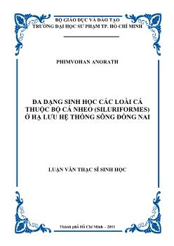 Đa dạng sinh học các loài cá thuộc bộ cá nheo (Siluriformes) ở hạ lưu hệ thống sông Đồng Nai
