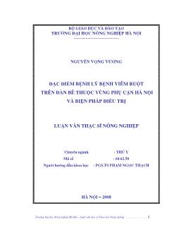 Đặc điểm bệnh lý bệnh viêm ruột trên đàn bê thuộc vùng phụ cận Hà Nội và biện pháp điều trị