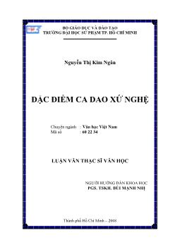 Đặc điểm ca dao xứ Nghệ