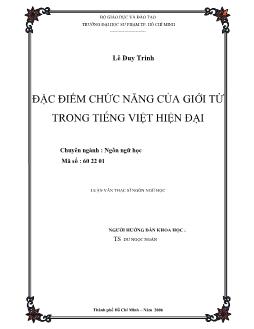 Đặc điểm chức năng của giới từ trong tiếng Việt hiện đại