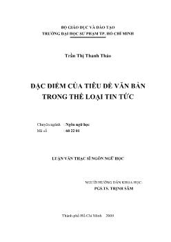 Đặc điểm của tiêu đề văn bản trong thể loại tin tức