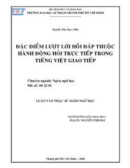 Đặc điểm lượt lời hồi đáp thuộc hành động hỏi trực tiếp trong tiếng Việt giao tiếp