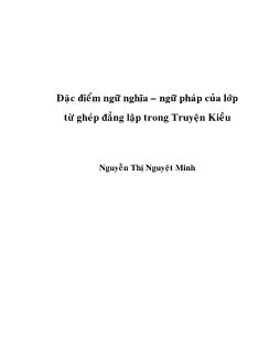 Đặc điểm ngữ nghĩa - Ngữ pháp của lớp từ ghép đẳng lập trong truyện Kiều