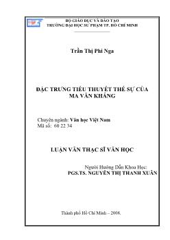 Đặc điểm tiểu thuyết thế sự của Ma Văn Kháng