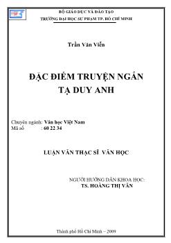 Đặc điểm truyện ngắn Tạ Duy Anh