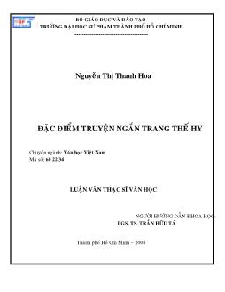 Đặc điểm truyện ngắn Trang Thế Hy