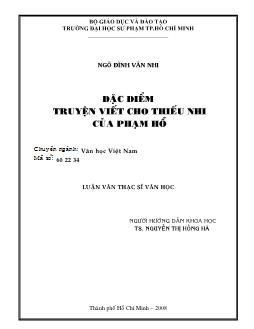 Đặc điểm truyện viết cho thiếu nhi của Phạm Hổ