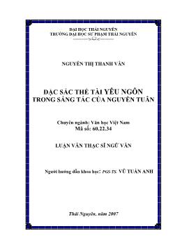 Đặc sắc thể tài yêu ngôn trong sá ng tác của Nguyễn Tuân