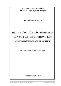 Đặc trưng của các tính chất (DNDZ) (WDZ) Lớp các không gian Frechet
