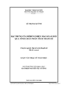 Đặc trưng của môdun COHEN-MACAULAY dãy qua tính chất phân tích tham số