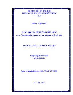 Đánh giá các hệ thống chăn nuôi gà công nghiệp tại huyện Chương Mỹ Hà Nội