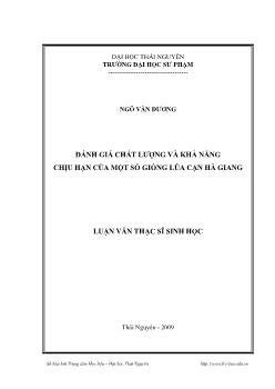 Đánh giá chất lượng và khả năng chịu hạn của một số giống lúa cạn Hà Giang