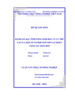 Đánh giá đặc tính nông sinh học và ưu thế lai của một số tổ hợp ngô nếp lai triển vọng tại Sông Bôi