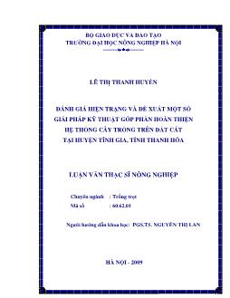 Đánh giá hiện trạng và đề xuất một số giải pháp kỹ thuật góp phần hoàn thiện hệ thống cây trồng trên đất cát tại Huyện Tĩnh Gia-Thanh Hoá