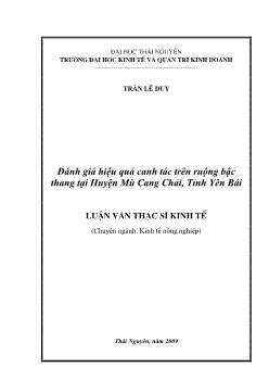 Đánh giá hiệu quả canh tác trên đất ruộng bậc thang tại Huyện Mù Cang Chải, tỉnh Yên Bái