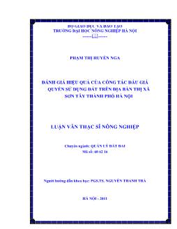 Đánh giá hiệu quả của công tác đấu giá quyền sử dụng đất trên địa bàn thị xã Sơn Tây thành phố Hà Nội