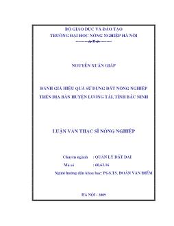 Đánh giá hiệu quả sử dụng đất nông nghiệp trên địa bàn Huyện Lương Tài-Tỉnh Bắc Ninh