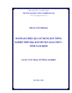 Đánh giá hiệu quả sử dụng đất nông nghiệp trên địa bàn huyện Giao Thủy - Tỉnh Nam Định