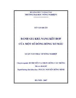 Đánh giá khả năng kết hợp của một số dòng bông xơ màu