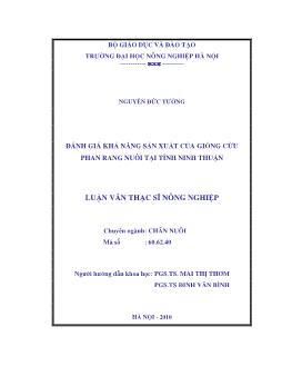 Đánh giá khả năng sản xuất của giống Cừu Phan Rang nuôi tại tỉnh Ninh Thuận