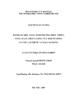Đánh giá khả năng sinh trưởng phát triển, năng suất, chất lượng của một số dòng và con lai thuốc lá tại Cao Bằng