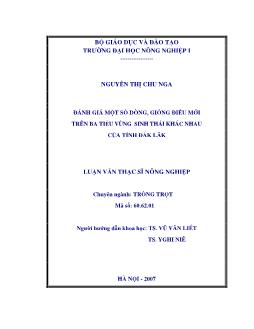 Đánh giá một số dòng, giống điều mới trên ba tiểu vùng sinh thái khác nhau của tỉnh ĐakLak