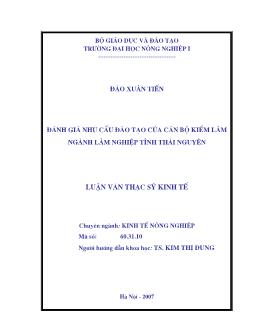 Đánh giá nhu cầu đào tạo của cán bộ kiểm lâm ngành lâm nghiệp tỉnh Thái Nguyên