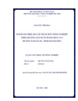 Đánh giá quản lý chất lượng nguồn nước tưới phục vụ sản xuất nông nghiệp tại Thanh Trì, Hà Nội