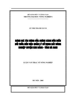 Đánh giá tác động của chính sách dồn điền đổi thửa đến việc quản lý sử dụng đất nông nghiệp huyện Kim Bảng - Tỉnh Hà Nam