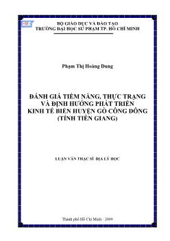 Đánh giá tiềm năng, thực trạng và định hướng phát triển kinh tế biển huyện Gò Công Đông (tỉnh Tiền Giang)