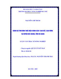 Đánh giá tình hình thực hiện chính sách giao đất, giao rừng tại Huyện Bắc Quang, Tỉnh Hà Giang