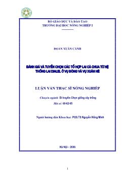 Đánh giá và tuyển chọn các tổ hợp lai cà chua từ hệ thống lai dialel ở vụ đông và vụ xuân hè