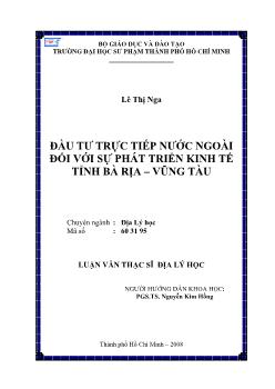Đầu tư trực tiếp nước ngoài đối với sự phát triển kinh tế tỉnh Bà Rịa - Vũng Tàu
