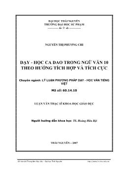 Dạy - Học ca dao trong Ngữ Văn 10 theo hướng tích hợp và tích cực