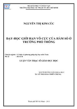 Dạy học giới hạn vô cực của hàm số ở trường phổ thông