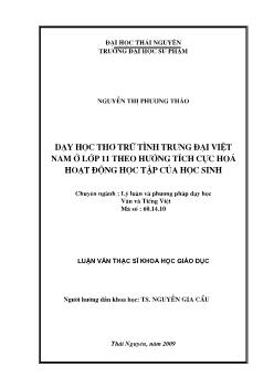 Dạy học thơ trữ tình trung đại Việt Nam ở lớp 11 theo hướng tích cực hóa hoạt động học tập của học sinh