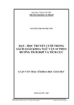 Dạy - Học truyện cười trong sách giáo khoa ngữ Văn 10 theo hướng tích hợp và tích cực