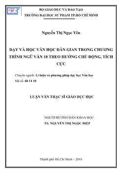 Dạy và học văn học dân gian trong chương trình Ngữ Văn 10 theo hướng chủ động, tích cực