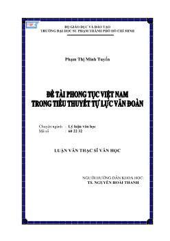 Đề tài Phong tục Việt Nam trong tiểu thuyết Tự Lực Văn Đoàn