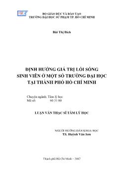 Định hướng giá trị lối sống sinh viên ở một số trường Đại học tại TP.HCM