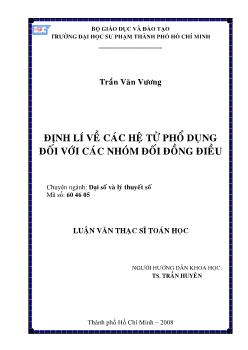 Định lí về các hệ tử phổ dụng đối với các nhóm đối đồng điều