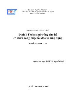 Định lý Farkas mở rộng cho hệ có chứa ràng buộc lồi đảo và ứng dụng