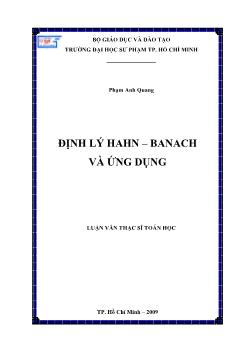 Định lý Hahn - Banach và ứng dụng